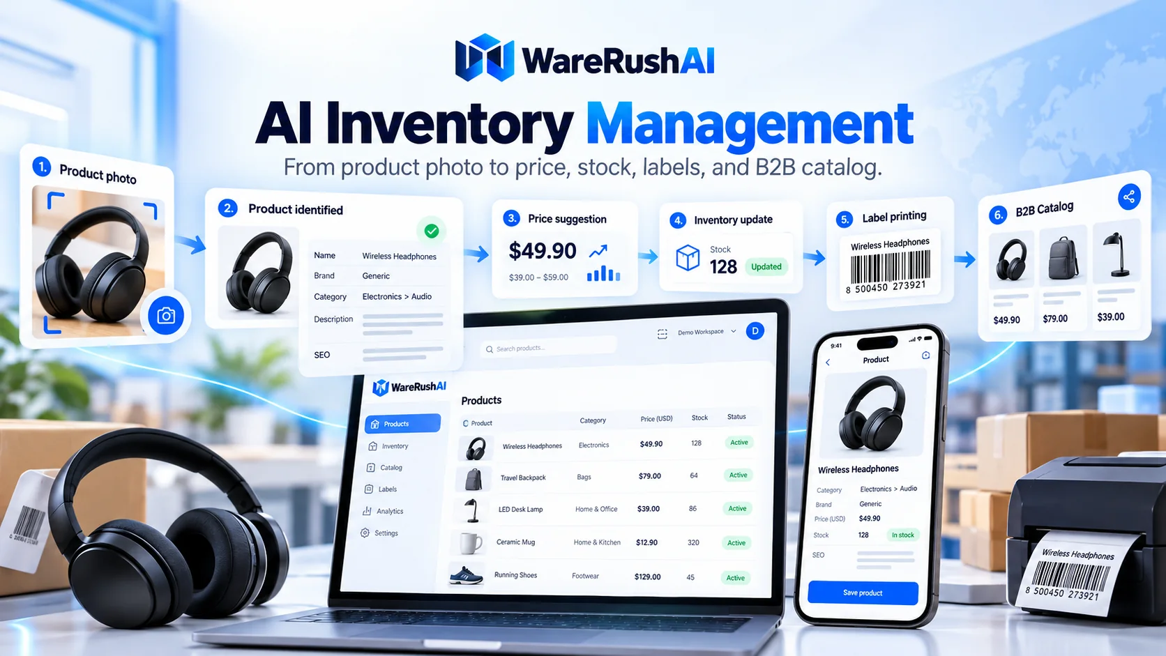 WareRushAI termékfelvitel és B2B katalógus